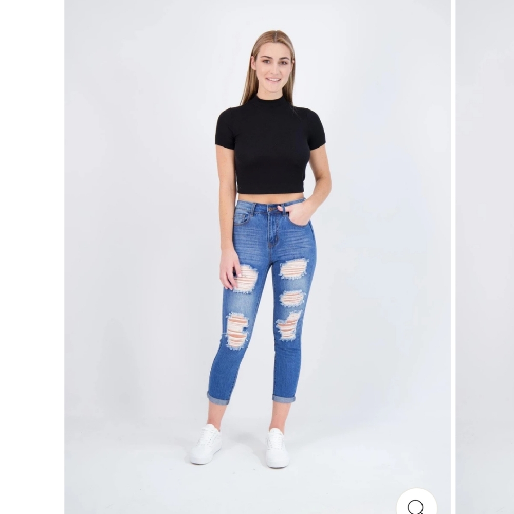 High rise ankle jeans